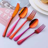 Amazon hot sell Amazing color changed red stainless steel cutlery set