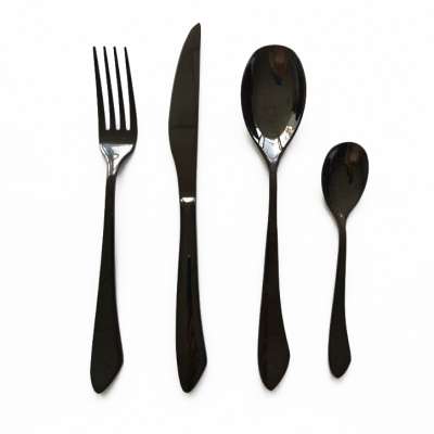 jieyang shengde colorful spoons forks and knives Black Stainless Steel Cutlery Set Wholesale flatware set for events