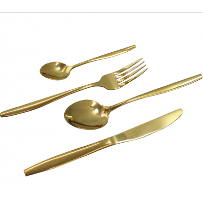 Bulk stock gold/rose gold cutlery set,luxury wedding gold flatware set ,shiny gold/rainbow dinner set