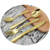 Luxury gold tableware food safe cutlery 201 material champagne gold coating cutlery set for wedding hotel