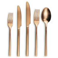 Gold matte spoon and fork set 18pcs 30 pcs 150 piece rose gold dinnerware set brass flatware copper stainless cutlery set