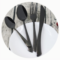 Jieyang Restaurant black stainless steel cutlery,Mirror polish black flatware set