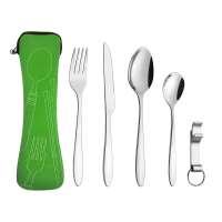 stainless steel travel flatware set in case fork spoon chopstick cutlery set in pouch