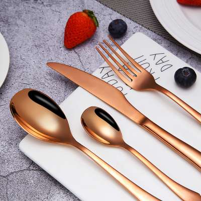 Luxury Tableware 18/0 stainless steel rose gold plated set party hotel wedding cutlery