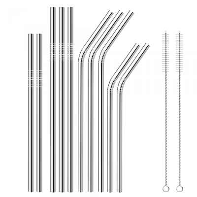 Environmentally friendly reusable metal 6mm stainless steel 18/10 drinking straw