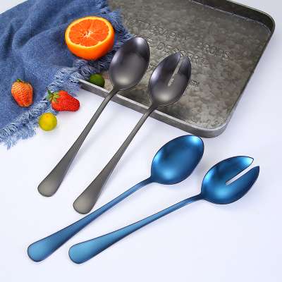 Stainless steel PVD 2 pieces salad serving set, metal salad fork and spoon